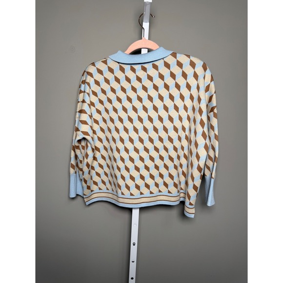 Tuckernuck Clayton Knit Geometric Preppy Coastal Sweater M/L Coastal Grandma - Picture 8 of 8